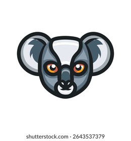 Cartoon lemur stares isolated design shows stylized animal head