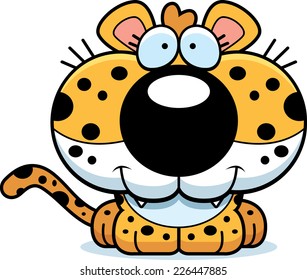A cartoon leopard cub happy and smiling.