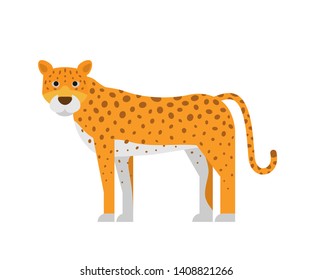 cartoon leopard isolated on white background flat illustration
