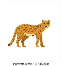 Cartoon leopard on a white background.Flat cartoon illustration for kids.