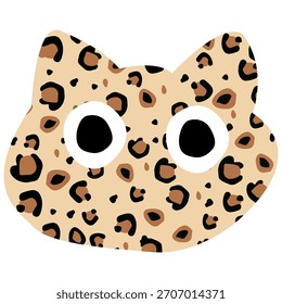 Cartoon Leopard Print Cat Head Illustration