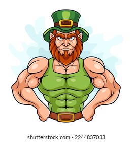 Cartoon leprechaun on white background