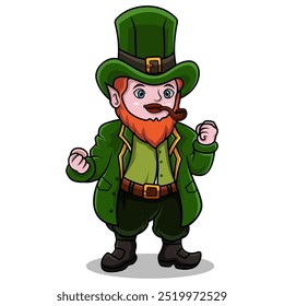 Cartoon leprechaun with smoking pipe