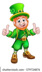 A cartoon Leprechaun St Patricks Day character giving a double thumbs up