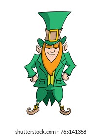 Cartoon leprechaun standing with hands on hips