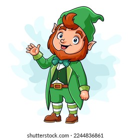 Caricatura leprechaun saludando con fondo blanco