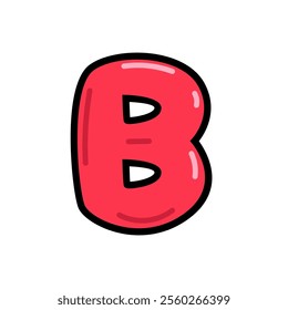 Cartoon letter B vector illustration, red alphabet B typographic design, capital letter B clip art