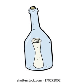 cartoon letter in a bottle