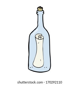 carta de dibujos animados en una botella