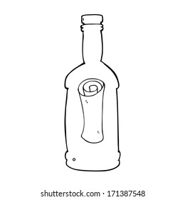 cartoon letter in a bottle