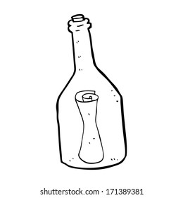 cartoon letter in a bottle