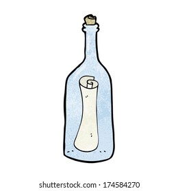 cartoon letter in a bottle