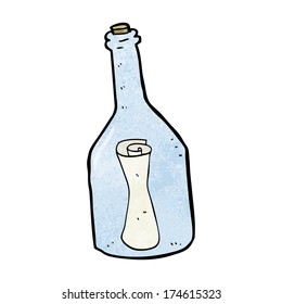 cartoon letter in a bottle
