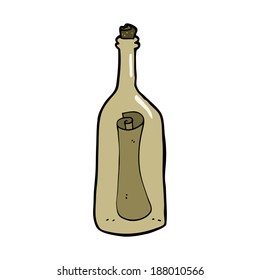 carta de dibujos animados en una botella
