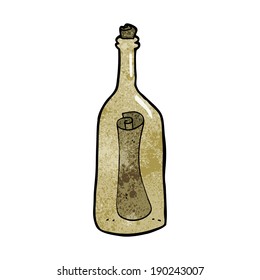 carta de dibujos animados en una botella