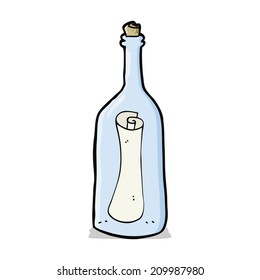 carta de dibujos animados en una botella