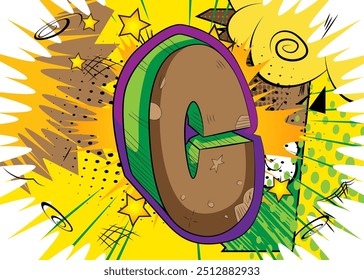 Cartoon Letter C, comic book Alphabet. Retro vector comics pop art design.