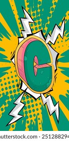 Letra de dibujos animados C, alfabeto de cómic. Diseño de arte pop de cómics de Vector retro.