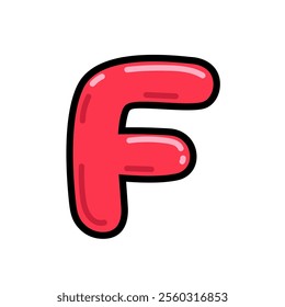 Cartoon letter F vector illustration, red alphabet F typographic design, capital letter F clip art