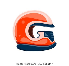 Cartoon letter G styled as a red and blue motorcycle helmet. vector funny racing sport font or type, English alphabet for kids education. Vector abc character emphasizing a sporty and biking look