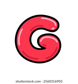 Cartoon letter G vector illustration, red alphabet G typographic design, capital letter G clip art