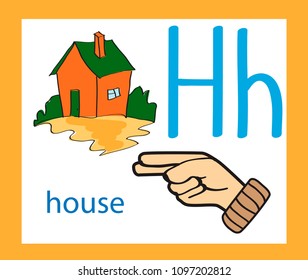Cartoon letter H. Creative English alphabet. ABC concept.