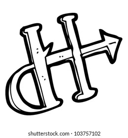 Zeichentrickbrief h mit Teufelsschwanz