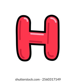 Cartoon letter H vector illustration, red alphabet h typographic design, capital letter H clip art