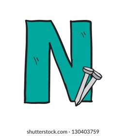 Cartoon Letter N