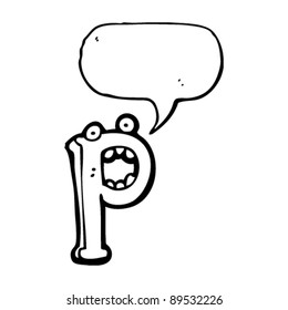 cartoon letter p with face cartoon
