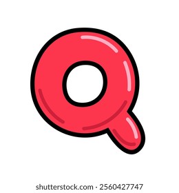 Cartoon letter Q vector illustration, red alphabet Q typographic design, capital letter Q clip art