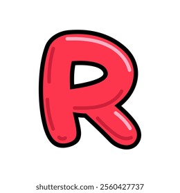 Cartoon letter R vector illustration, red alphabet R typographic design, capital letter R clip art