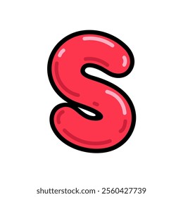 Cartoon letter S vector illustration, red alphabet S typographic design, capital letter S clip art