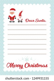 Cartoon Letter To Santa With Christmas Santa Claus And And Cartoon Christmas Dwarf