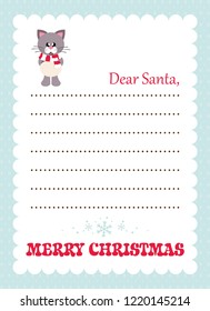 cartoon letter to santa with cute christmas cat