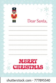 cartoon letter to santa with cute nutcracker