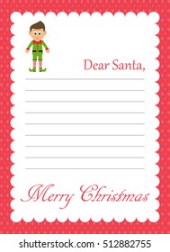 Cartoon Letter To Santa With Elf