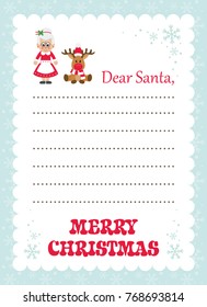 cartoon letter to santa mrs santa and christmas deer