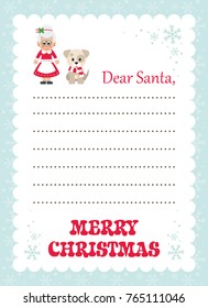 cartoon letter to santa penguin  mrs santa and winter dog