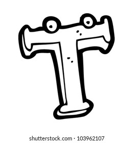 cartoon letter t with face