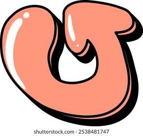A cartoon letter U in a bright orange color with a glossy effect