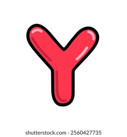 Cartoon letter Y vector illustration, red alphabet Y typographic design, capital letter Y clip art