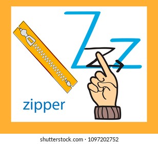 Cartoon letter Z. Creative English alphabet. ABC concept.