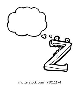 letra de caricatura z con burbuja de pensamiento
