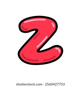 Cartoon letter Z vector illustration, red alphabet Z typographic design, capital letter Z clip art