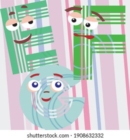 cartoon letters with funny eyes ef
