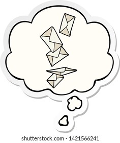 cartoon letters with thought bubble as a printed sticker