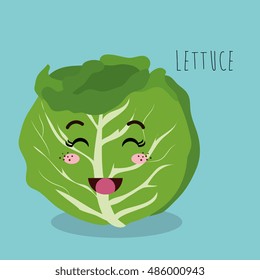 cartoon lettuce vegetables design isolated
