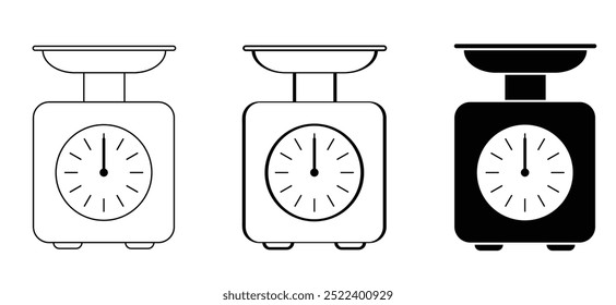 charme libra utensílios de cozinha. Escalas analógicas. Medindo o cabo com tigela. Escala de peso analógica. ícone ou símbolo de peso. Utensílios.
