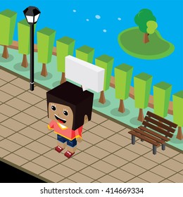 cartoon life isometric park picnic theme